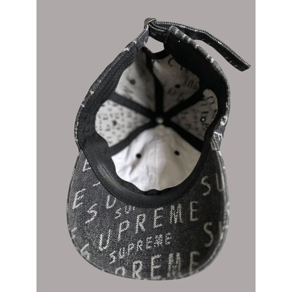 Supreme Warp Jacquard Logos Denim 6-Panel Black